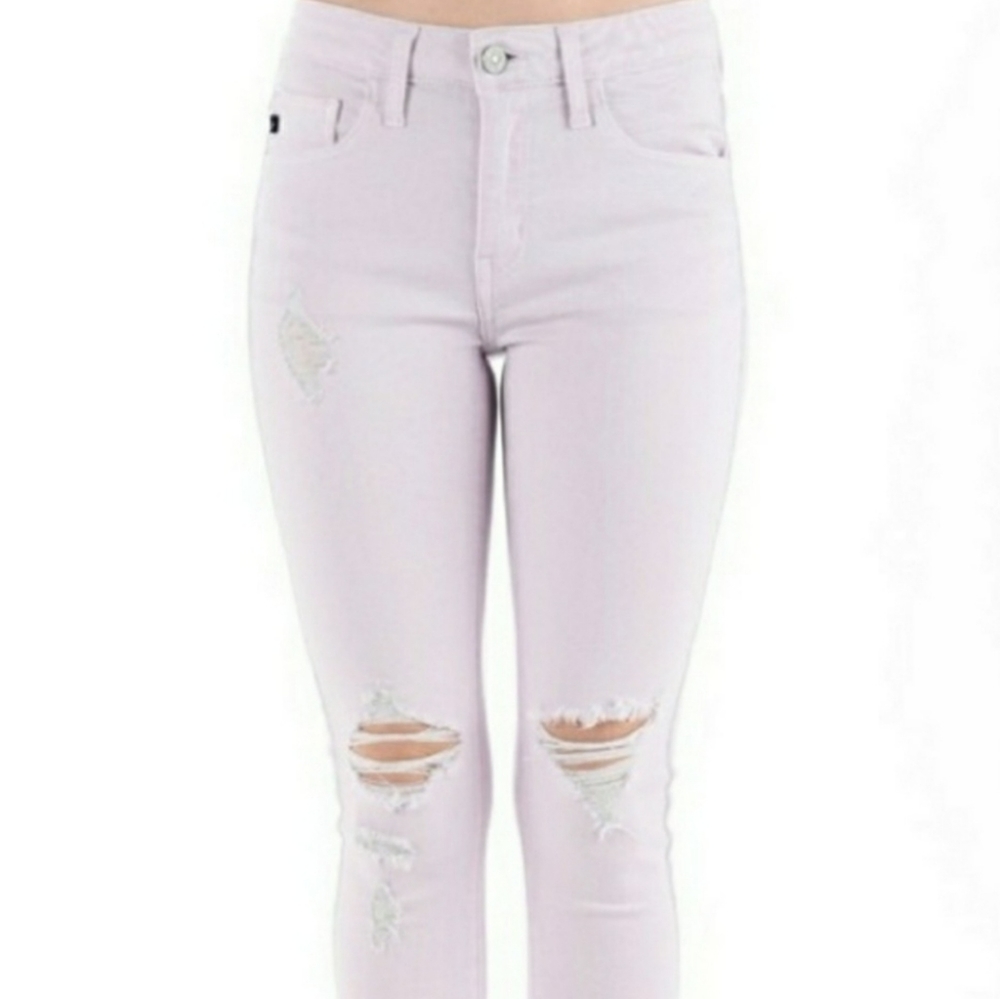 KanCan Lavender Distressed Skinnies